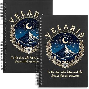 Velaris City of Starlight Gift Velaris Acotar 2Pcs Spiral Notebook Acotar Gifts For Women Acotar Fans Gift Velaris book journal for book lovers(Spiral- 2Pcs VELARIS BLACK)