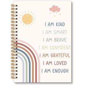 Inspirational Rainbow Notebook Journal - Motivational Nursery Spiral Notebook, I am Kind Inspirational Notebooks Gifts for Kids Girls, Daily Affirmations for Women School Supplies, 6x8.2In