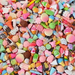 Ulalaza 100pcs Multi-colored Resin Animal, Fruit, Heart, Star, Tree Shaped Scrapbooking Embellishments