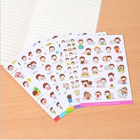 WOIWO 6PCS Cartoon Girl PVC Transparent Diary Stickers Mobile Phone DIY Album Diary Stickers.