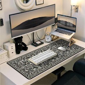 iCasso Desk Mat,Extra Large Keyboard Mat Non Slip,Aesthetic Mouse Pad with Stitched Edges,Retro Boho Desk Pad for Gift,Computer Mat for Gaming Office Home(Light Green)