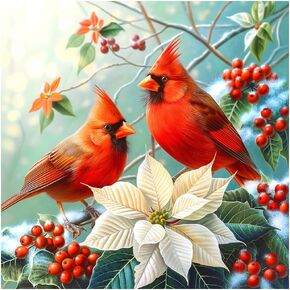 AMORARS 5D Diamond Painting Kit for Adults, Cardinal Diamond Art Beginners - DIY Full Diamond Dot Gem Art Paintings, Suitable Gifts, and Home Decoration Crafts, 12x12Inch