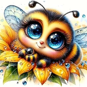 CHWGLFGG 5D Diamond Art Kits for Adults Beginners, Bee Diamond Painting Kits, DIY Honeybee Full Round Drill Paint by Diamonds Dot Gem Art for Adults, Home Wall Decor 13.7X 13.7 Inch