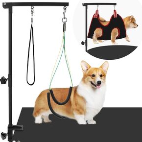 Dog Grooming arm with Restraint Loops, Adjustable Height(0"~35"),Adjustable Width (32"~47") for Large & Medium & Small Pets Bathing & Grooming (Black)
