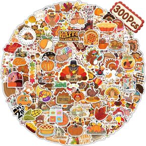 300 Pcs Halloween Pumpkin Stickers for Kids, Halloween Party Favors, Bulk Crafts Prizes & Goodie Bags Stuffers, Waterproof Vinyl Water Bottle Stikers Pack
