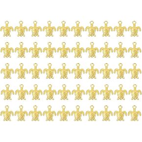 Small Metal Sea Turtle Charms Spacer Beads for Pendant Earring Bracelet Necklace Keychain Bookmark Jewelry Making Christmas Halloween Party Favor Handmade Craft Project, 50PCS