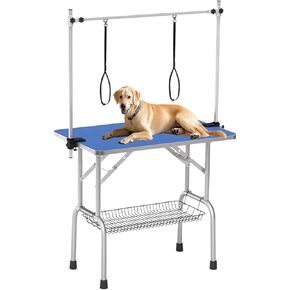 36" Heavy-Duty Dog Grooming Table for All Breeds up to 300lbs, Adjustable Stainless Steel Pet Grooming Station with Anti-Slip Surface, Foldable Design & Storage Basket (Professional & Home Use)