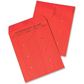 Inter-Office Envelopes, Inter-Department Envelopes, 10" x 13", String & Button Tie, Double Sidded, BLUE – 5 Envelopes/Pack
