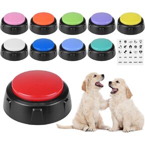 Dog Buttons for Communication - Set of 10 Training Buttons for Dogs, Talking Pet Starter Set for Cats, Puppies, and Pets for Learning at Home or in The Office (3in)