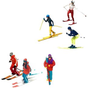 6Pcs Hand Painted 1/64 Mini Skiing Figure Scenes Accessories Children Toys, Miniature Model Skiing Figures Scenery Layout Decor DIY Projects