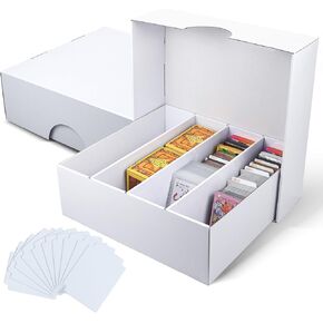 2 Pack Trading Card Storage Box, Card Boxes for Sports Cards Organizer 3120 Count Cardboard Bulk Cards Storage Box with 10 Dividers, Baseball Card Storage for Tcg, Mtg, Sports