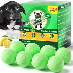 Dog Deterrent Outdoor, Preventing Dogs from Peeing, 10 Pack Natural Peppermint Oil Dog Cat Deterrent Ball Outdoor Indoor Keep Dogs Out of Yard Lawn Garden Prevent Scratch and Chew (Green)