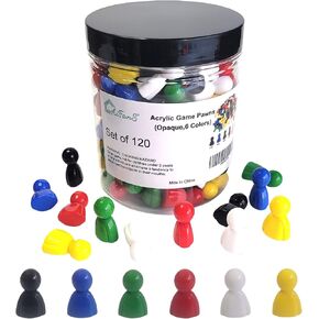 120PCS Game Pawns – Opaque Plastic Board Game Pieces in 6 Colors with Portable Storage Box, Ideal Game Tokens for Board Games & Tabletop Play