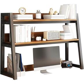 FPIGSHS Desktop Hutch Shelf，2-Tier Computer Desktop Bookcase Desk Organizer Shelf for Top Multipurpose Countertop Display Storage Rack for Home Office Dorm Use (75cm/29.5in)