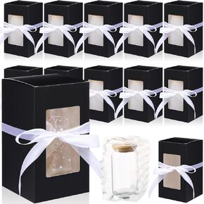 28 Pcs Tumbler Gift Box with Bubble Pouch and Ribbon for Sublimation Glass Exhibition Boxes, Clear Gift Box with Window Lids for 12oz 16oz Glass Can Blanks Tumbler Wrapping Shipping(White)