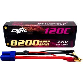 CNHL 2S Lipo Battery 8200mAh High Voltage 120C 7.6V Hard Case Lipo Battery with 5.0 Bullet-EC5 Plug for RC Car Truck Boat Crawler