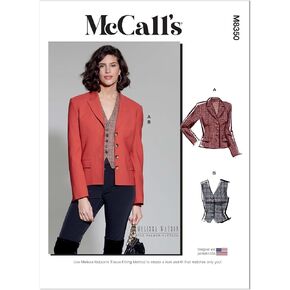McCall's Misses' Blazer and Vest Sewing Pattern Kit by Melissa Watson, Design Code M8350, Sizes 6-8-10-12-14