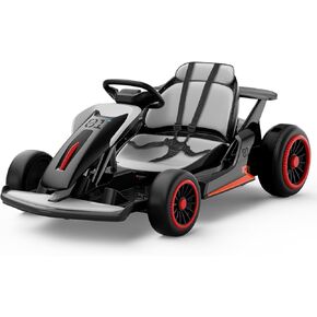 Planet X8 24V Electric Go Kart, 2x150W Drift Kart for Big Kids, 5-Point Safety Belt with Soft Start, Up to 8 MPH Racing Speed, 7AH Large Battery, Power Display, Wireless, Music