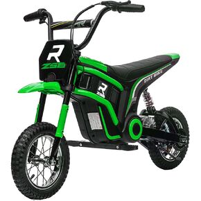 Aosom Electric Dirt Bike with Twist Grip Throttle, 24V 350W Off-Road Electric Motorcycle, Up to 15 MPH with Brake, Music Horn, Rear Suspension for Ages 13+ Years, Blue