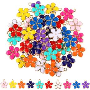 40 Pcs Charms for Jewelry Making Spring Summer Floral Themed Charms Bracelet Charms Jewelry Making Charms Assorted Gold Plated Pendants Mixed Bulk Metal Earring Charms for DIY Jewelry Crafting