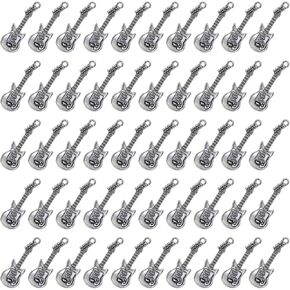 Shapenty Guitar Charms Musical Instrument Pendant Music Element Charms for Necklace Bracelet Keychain Earring DIY Jewelry Making Art Craft Graduation Christmas Ornament Decor, 50PCS