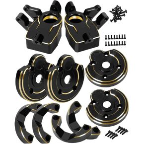 RC Portal Covers & Steering Knuckles Upgrades Part for Axial Capra UTB/SCX10 III,Brass Heavy Duty Outer Portal Covers & Inner Portal Covers Steering Knuckles,Black