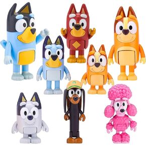 8 PCS Wolfs Figures Toys Playset, Wolves Action Figurines Family and Friends Set; Bandit (Dad), Chilli (Mum), Coco, Bingo, Snickers, Rusty and Muffin-Cake Toppers 2.5-3 Inch