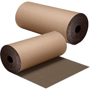 2 Roll 14 x 144 Inch Corrugated Cardboard Roll, Single Face Corrugated Wrap Paper Sheet for Packing, Shipping, Storage, DIY