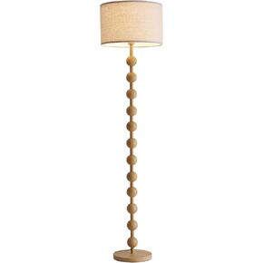 Modern Dimmable Floor Lamp for Living Room Bedroom with Remote Control, Red Wood Pattern Tall Standing Lamp Light with Fabric Shade for Home Office Dining Room LED E26 Bulb