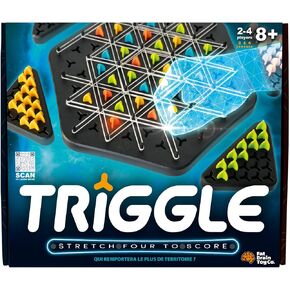Fat Brain Toys Triggle - Stretch Four to Score [Fun Family Brainteaser Strategy Game for Kids, Teens, & Adults] Rubber Band Triangle Game