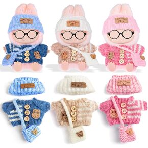 iBayda Total 3 Sets Knit Doll Clothes Accessories for 17cm Dolls Include: 3 Hats, 3 Sweaters, 3 Bags- Soft & Stylish Costume Accessories (Doll and Glasses are Not Icluded)