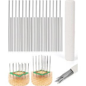 Katech 32pcs Stainless Steel Pins for Crochet Blocking Board, 5.91'' Extra Long Stainless Steel Rod Pins and 3.94'' Board Pins Kit for Blocking Mats Granny Squares, Knitting Accessories Blocking Pins