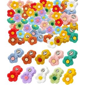 50 Pieces Tiny Flower Plastic Sewing Buttons with Metal Loop Shank Button Floral Fasteners for DIY Jewerly Jacket Sweater Bag Decorative Embellishment (Multi)