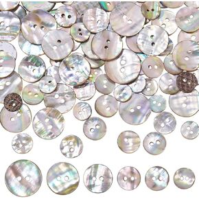 PH PandaHall 96pcs 6 Sizes Round Shell Buttons, Sewing Buttons 2-Hole Natural Shell Buttons 10/11/12/15/18/20mm Craft Seashell Buttons for Cloth Coats Suits Jacket Blazers Jeans Skirts Sewing Crafting