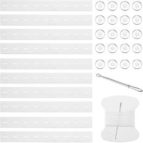 10 Pcs Jean Waist Tightener, Elastic Waist Tightener Tool Adjustable White Pant Waists Extenders with 20 Buttons 1 Sewing Kit &1 Thread Hook for Women Men
