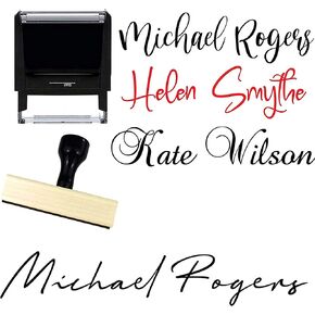 Custom Name Signature Stamp - 10 Font Options Self-Inking 1 or 2 Line Stamper with Personalized Script Calligraphy Thank You Handmade Stamp (Custom)