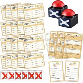 Christian Bible Feud with Two Buzzers for Adult, Bible Family Feud Style Game, Church Game Night, Bible Trivia Games Cards with Buzzers, for Church Group Activity