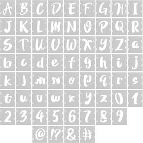 66 Pcs 2 Inch Letter Stencils for Painting, Reusable Plastic Alphabet Interlocking Drawing Template Kit for Painting on Wood, Wall, Chalkboard, Fabric, Door Porch