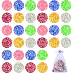 30PCS Glitter Bouncy Balls for Kids 25mm 6 Assorted Colors Rubber Bounce Balls Bulk for Party Favors, Easter Goodie Bags Stuffers for Kids, Pinata Stuffers, Classroom Prizes, Easter Gifts