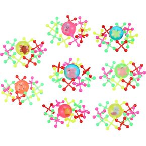 Tatuo 10 Set Plastic Jacks Game Classic Retro Toy with Bouncy Balls Assorted Neon Colors for Party Favors, Stocking Stuffers Kids' Gifts Birthday Prizes Classroom Rewards