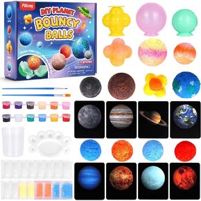 Pllieay DIY Planet Bouncy Ball Make Your Own Bouncy Ball Kit Kids Magic Bouncy Balls Educational Science Kits Solar System for Kids Craft Kit for Kid