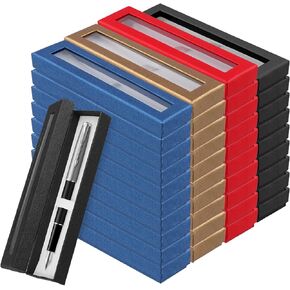 40 PCS Empty Pen Present Box, Colored Pen Presentation Display Box with Clear Lid and Cushion, Pen Gift Box for Business, Birthday Souvenir, Office Supplies