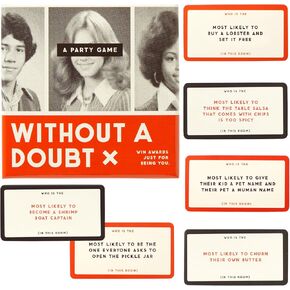 Brass Monkey Without A Doubt – Social Party Game with 200 Game Card Prompts to Nominate Players with Random Superlatives