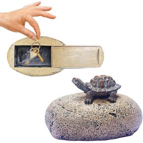 Hide-a-Key Outside Fake Rock, Outdoor Spare Key Holder- Looks & Feels like Real Stone Hidden Storage- Safe for Outdoor Garden or Yard, Hidden Safe Fake Stone (TURTLE)