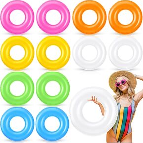 Small Inflatable Pool Float Bulk 23.62 Inches Swimming Ring Pool Floats Colorful Inflatable Tube for Adult Summer Vacation Beach River Bachelorette Wedding Party Supplies, 6 Colors