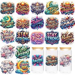 Camping UV DTF Cup Wraps - 20 Sheet Camping UV DTF Transfer Stickers, Outdoor Adventure UVDTF Cup Wraps for Glass, Waterproof Transfer Sticker for Boys Girls Outdoor Lovers