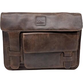 Genuine Leather Laptop Bag for Men and Women - Professional & Durable 15 x 14 x 5 Briefcase with Multiple Compartments & Pockets, Ideal for Work & Travel - Black