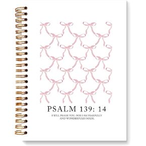 Pink Bow Christian Bible Notebook Cute Journal for Women Teen Girls, Preppy Notebook for College School Bible Study, Church Notes Journal, Gifts for College Girls, 5.5x8.3