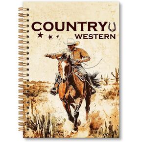 Vintage Dinosaur Cowboy Spiral Journal Notebook, Retro Jurassic Western Journaling Notebooks for Work Office School, Western Rodeo Cowboy College Ruled Notebook 5.5"x8.3" 164 Pages