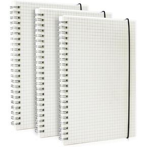 Spiral Notebook 3 Pack,A5 Graph Paper Notebook,5.75" x 8.19",80 Sheets (160 Pages),100 GSM Thick Paper,Transparent Hardcover,Journals for School,Office, Writing,Math,Engineering,Note Taking